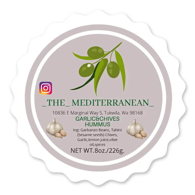 Garlic and Chives label on a clean white background