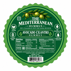 Avocado cilantro hummus label