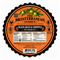 Black bean chipotle hummus label