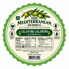 Cilantro jalapeno hummus label