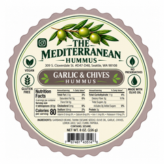 Garlic chives hummus label