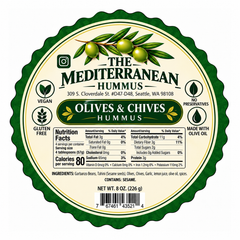 Olives chives hummus label